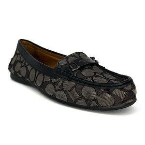 Coach “Olive” Logo Loafers Leather Jacquard Size 7.5 Black White (gray) Shoes